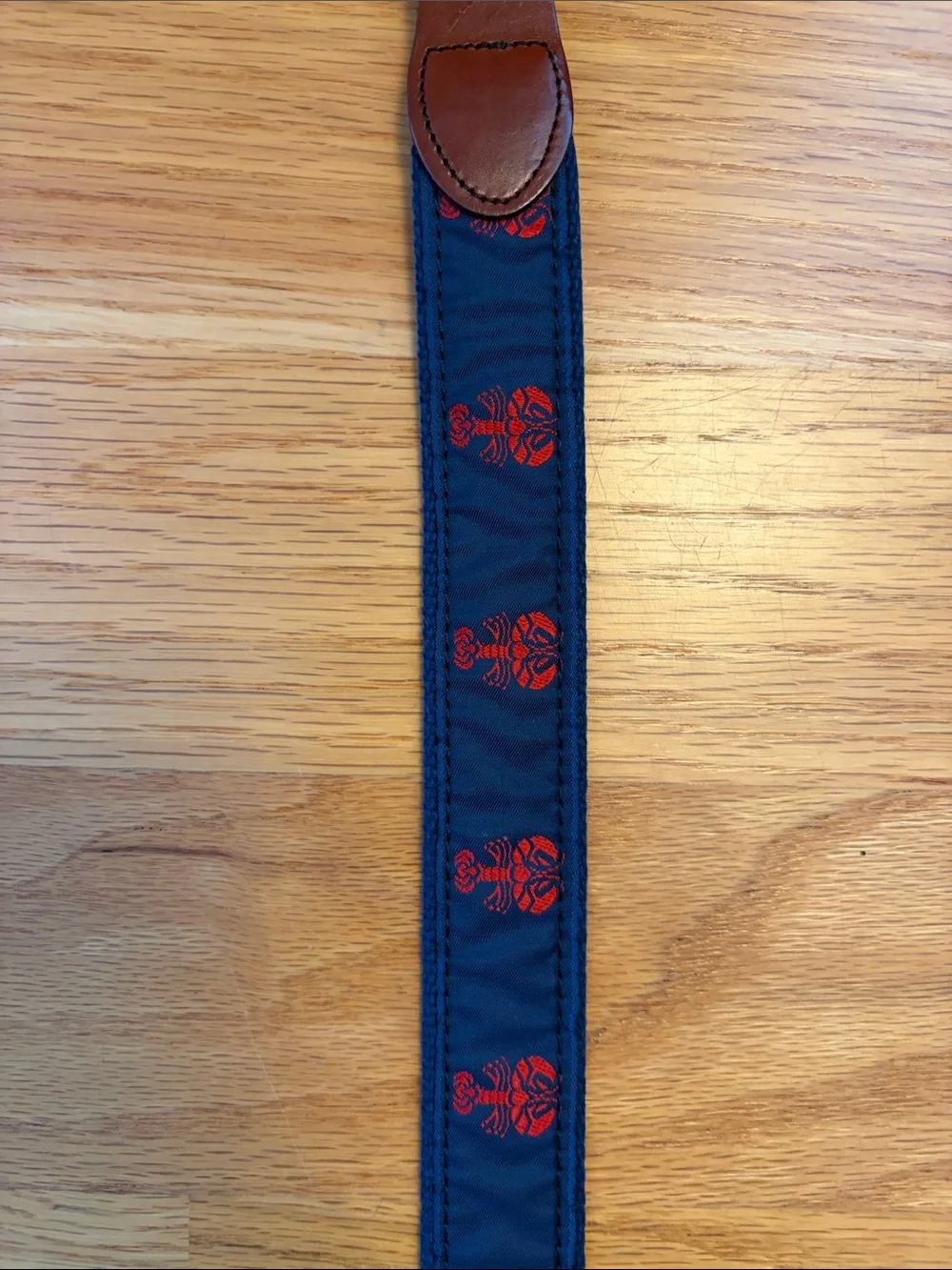 J. Press leather and ribbon lobster motif belt size 42